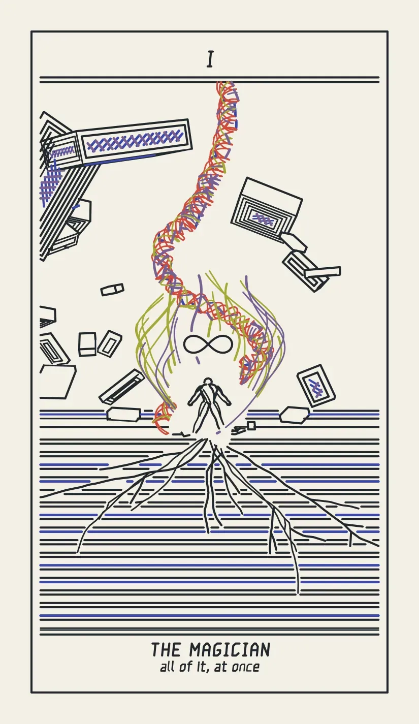 I The Magician, pocket size, with the phrase “all of it, at once” under the name