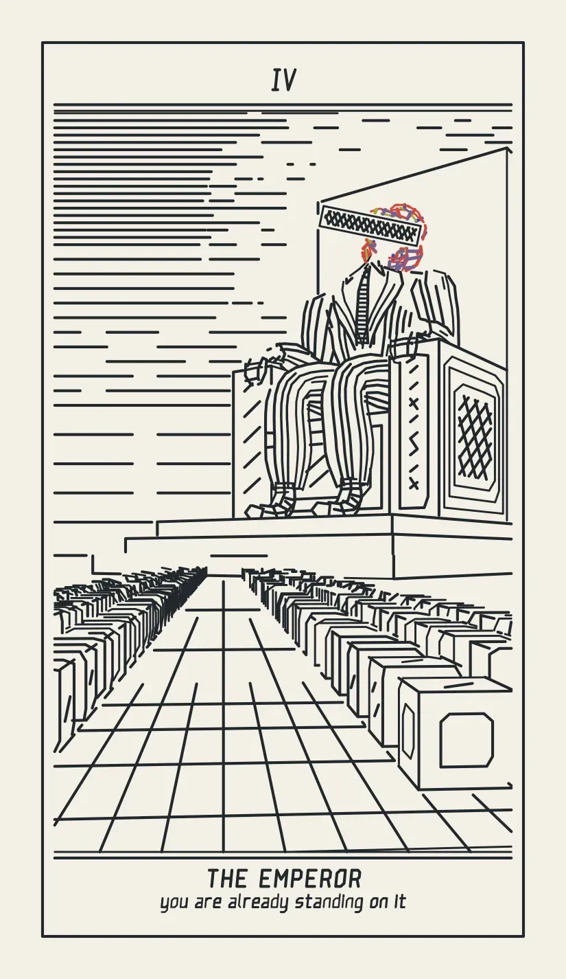 IV The Emperor, pocket size, with the phrase “you are already standing on it” under the name